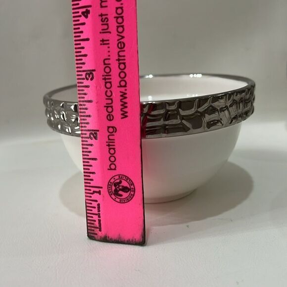 Royal Ridge Made In PRC Set 3 Rice Bowls 3 1/2 In Round 2 1/2 In Tall Silver Rim - Picture 10 of 11